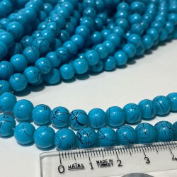 Mat Turkuaz Desenli Dizi Cam Boncuk 1 Dizi 8 Mm-DCB-1052 Mat Turkuaz Desenli Dizi Cam Boncuk 1 Dizi 8 Mm-DCB-1052
