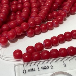 Kırmızı Desenli Dizi Cam Boncuk 1 Dizi 8 Mm-DCB-1055 Kırmızı Desenli Dizi Cam Boncuk 1 Dizi 8 Mm-DCB-1055