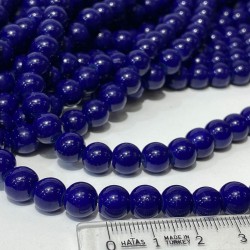 Saks Mavi Desenli Dizi Cam Boncuk 1 Dizi 8 Mm-DCB-1059 Saks Mavi Desenli Dizi Cam Boncuk 1 Dizi 8 Mm-DCB-1059
