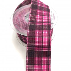 Fuşya Desenli Koton Kurdela 4 cm 1 mt-DGK-1005