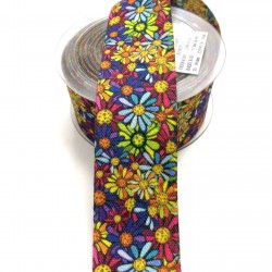 Çiçek Desenli Koton Kurdela 4 cm 1 mt-DGK-1008