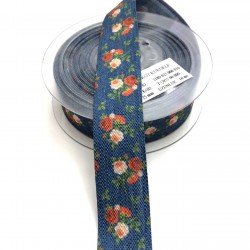 Lacivert Çiçek Desenli Koton Kurdela 2,5 cm 1 mt-DGK-1013 Lacivert Çiçek Desenli Koton Kurdela 2,5 cm 1 mt-DGK-1013