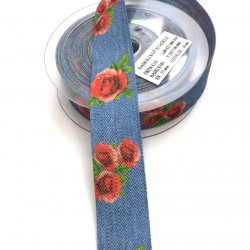 Çiçek Desenli Koton Kurdela 2,5 cm 1 mt-DGK-1017