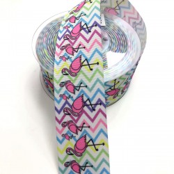 Flamingo Desenli Grogren Kurdela 4 cm 1mt-DGK-1018