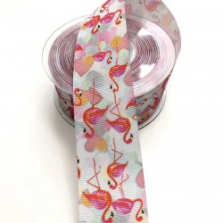 Flamingo Desenli Grogren Kurdela 4 cm 1 mt-DGK-1019