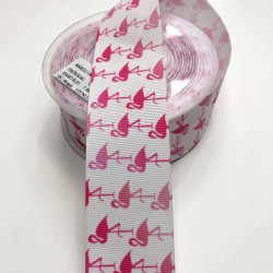 Flamingo Desenli Grogren Kurdela 4 cm 1 mt-DGK-1020