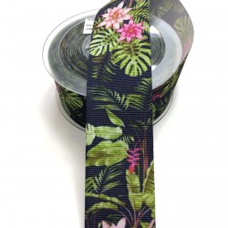 Çiçek Desenli Grogren Kurdela 4 cm 1 mt-DGK-1027