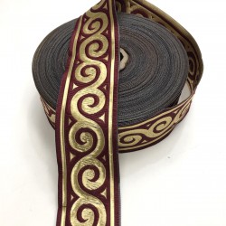 Bordo Baskılı Kurdele 4,5 cm-DGK-1031