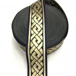 Lacivert Desenli Baskılı Kurdela 4,5 cm-DGK-1035 Lacivert Desenli Baskılı Kurdela 4,5 cm-DGK-1035