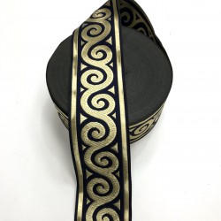 Lacivert Baskılı Kurdele 4,5 cm-DGK-1037 Lacivert Baskılı Kurdele 4,5 cm-DGK-1037