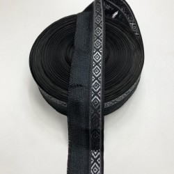 Siyah Desenli Baskılı Kurdele 4,5 cm-DGK-1038