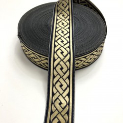 Lacivert Simli Desenli Kurdele 3,5 cm-DGK-1042 Lacivert Simli Desenli Kurdele 3,5 cm-DGK-1042