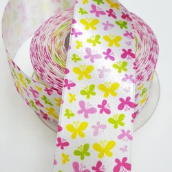 Baskılı Saten Kurdele 4 cm-DGK-1076