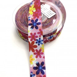 Çiçek Desenli Grogren Kurdele 2,5 cm-DGK-1078