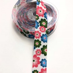 Çiçek Desenli Grogren Kurdele 2,5 cm-DGK-1079