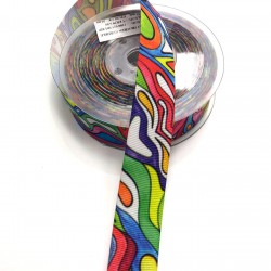 Renkli Desenli Grogren Kurdele 2,5 cm-DGK-1080