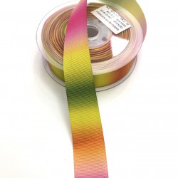 Gökkuşağı Desenli Grogren Kurdele 2,5 cm-DGK-1082