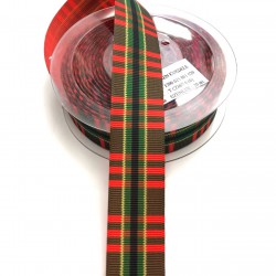 Kırmızı Yeşil Desenli Grogren Kurdele 2,5 cm-DGK-1084 Kırmızı Yeşil Desenli Grogren Kurdele 2,5 cm-DGK-1084