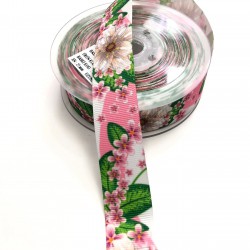 Çiçek Desenli Grogren Kurdele 2,5 cm-DGK-1085