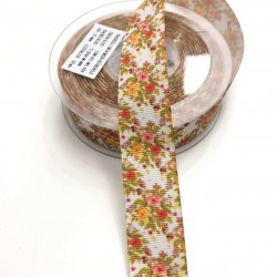 Çiçek Desenli Grogren Kurdele 2,5 cm-DGK-1087