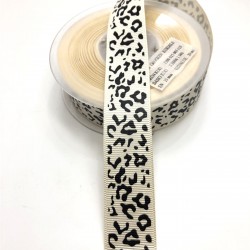 Krem Leopar Desenli Grogren Kurdele 2,5 cm-DGK-1092 Krem Leopar Desenli Grogren Kurdele 2,5 cm-DGK-1092