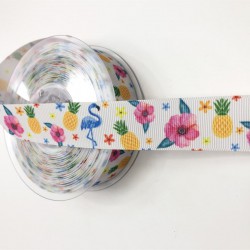 Flamingo Desenli Grogren Kurdele 2,5 cm-DGK-1097