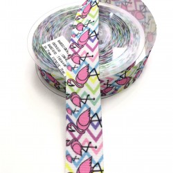 Flamingo Desenli Grogren Kurdele 2,5 cm-DGK-1102