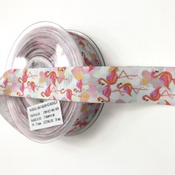 Flamingo Desenli Grogren Kurdele 2,5 cm-DGK-1103