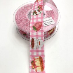 Çiçek Desenli Grogren Kurdele 2,5 cm-DGK-1107