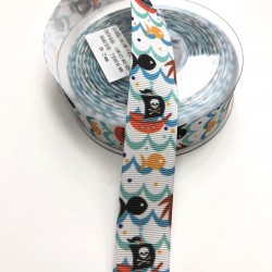 Balık Desenli Grogren Kurdele 2,5 cm-DGK-1110