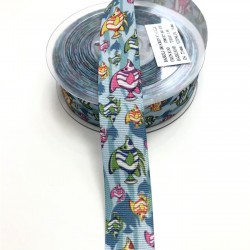 Balık Desenli Grogren Kurdele 2,5 cm-DGK-1120