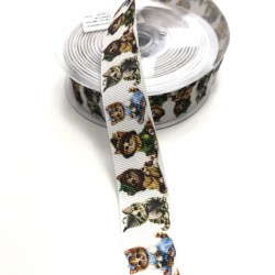 Kedi Desenli Grogren Kurdele 2,5 cm-DGK-1123