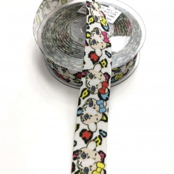 Kedi Desenli Grogren Kurdele 2,5 cm-DGK-1131