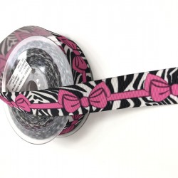 Pembe Fiyonk Desenli Grogren Kurdele 2,5 cm-DGK-1133