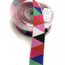 Renkli Üçgen Desenli Grogren Kurdele 2,5 cm-DGK-1134