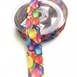 Renkli Balon Desenli Grogren Kurdele 2,5 cm-DGK-1135