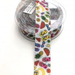 Meyve Desenli Grogren Kurdele 2,5 cm-DGK-1138