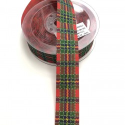 Kırmızı Çiçek Desenli Grogren Kurdele 2,5 cm-DGK-1140 Kırmızı Çiçek Desenli Grogren Kurdele 2,5 cm-DGK-1140