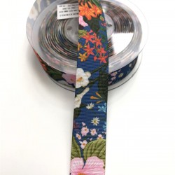 Çiçek Desenli Grogren Kurdele 2,5 cm-DGK-1141