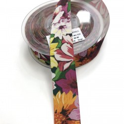 Çiçek Desenli Grogren Kurdele 2,5 cm-DGK-1142