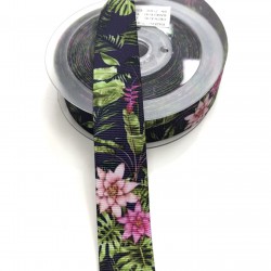 Çiçek Desenli Grogren Kurdele 2,5 cm-DGK-1143