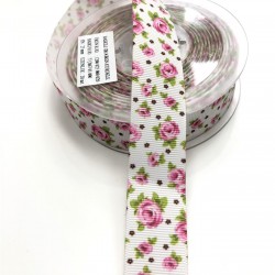 Çiçek Desenli Grogren Kurdele 2,5 cm-DGK-1146