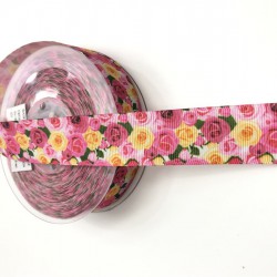 Çiçek Desenli Grogren Kurdele 2,5 cm-DGK-1148