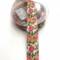 Çiçek Desenli Grogren Kurdele 2,5 cm-DGK-1149