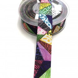 Renkli Desenli Grogren Kurdele 2,5 cm-DGK-1151