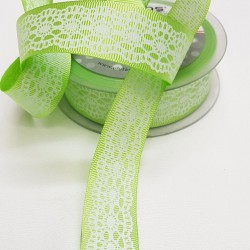 Yeşil Beyaz Baskılı Kurdele 2,5 cm-DGK-1159 Yeşil Beyaz Baskılı Kurdele 2,5 cm-DGK-1159