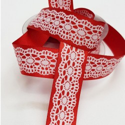 Kırmızı Beyaz Baskılı Kurdele 2,5 cm-DGK-1165