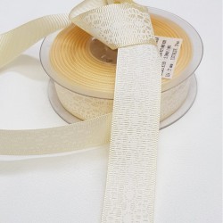 Krem Beyaz Baskılı Kurdele 2,5 cm-DGK-1166 Krem Beyaz Baskılı Kurdele 2,5 cm-DGK-1166