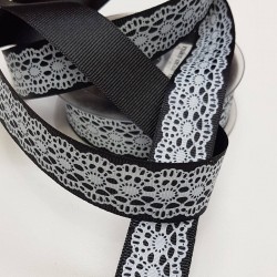 Siyah Beyaz Baskılı Kurdele 2,5 cm-DGK-1167