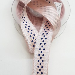 Siyah Nokta Desenli Pembe Baskılı Kurdele 2,5 cm-DGK-1170